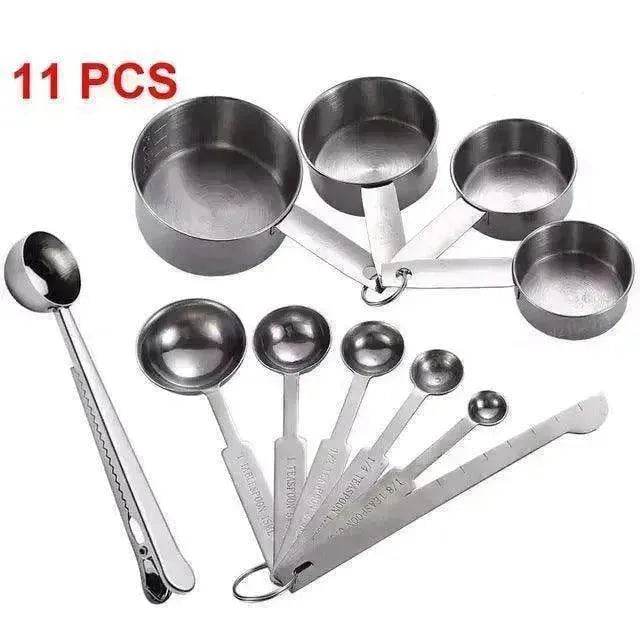 Stainless Steel Measuring Cup & Spoon Set, Stackable Spoons